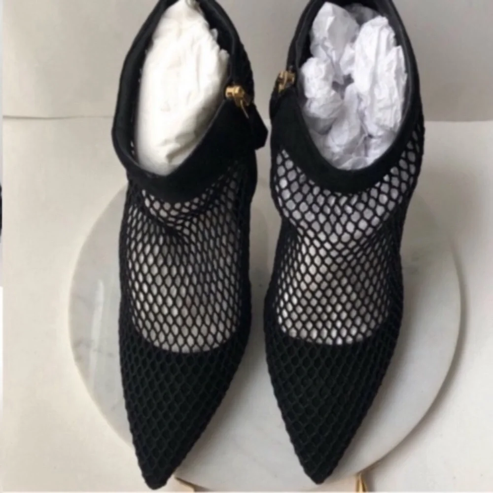 NEW BRIAN ATWOOD Black Mesh Ankle Boots